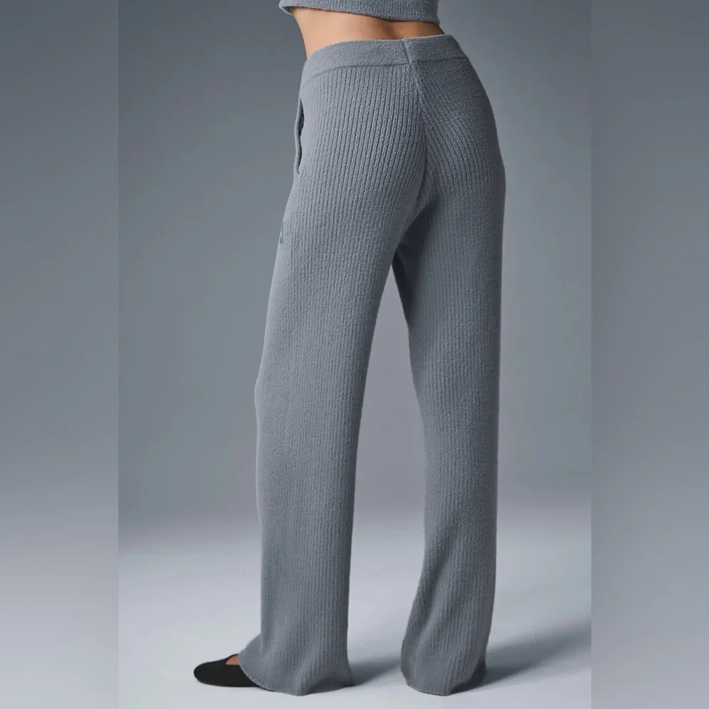 ALO YOGA | ✨NEW✨ Snuggle Up Sweater High-Waist Wide Leg Pant in Steel Grey